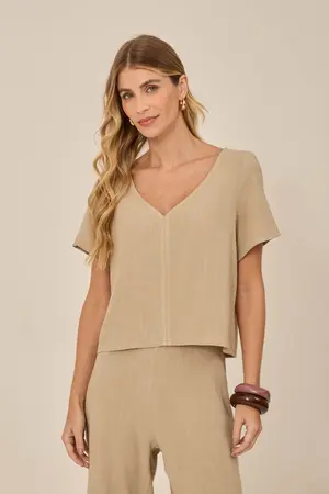 BLUSA EM LINHO ARIZONA CAQUI P