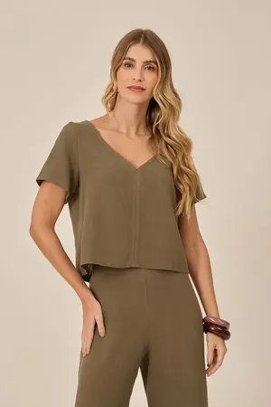 BLUSA EM LINHO ARIZONA VERDE BALI M