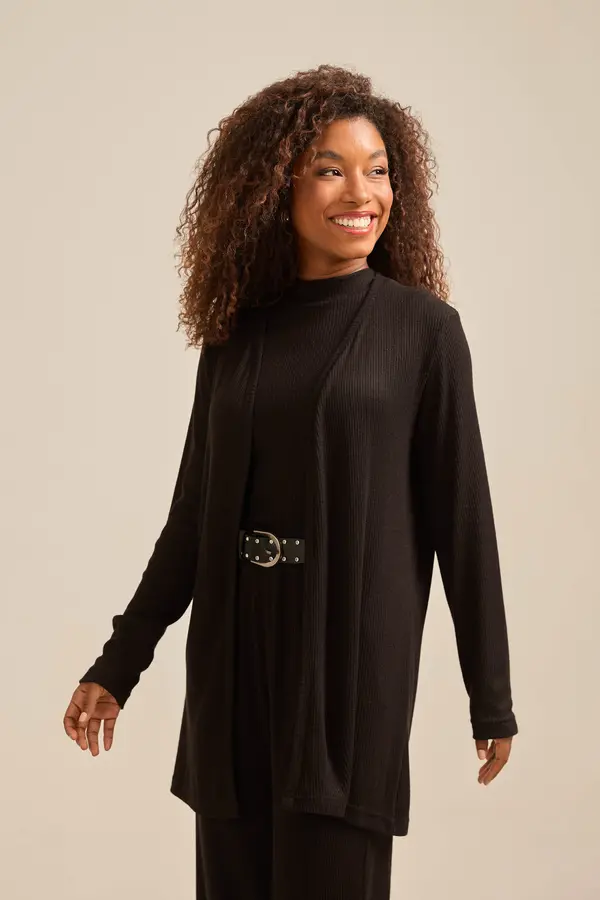 CARDIGAN BÁSICO EM CANELADO UNIC