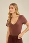 BLUSA SUEDE COM DECOTE V