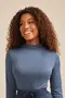 BLUSA SUEDE MANGA LONGA COM GOLA