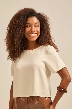 BLUSA EM TWILL COM RECORTE ALGODÃO M