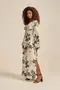 VESTIDO LONGO MANGA LONGA COM LASTEX E FENDA LATERAL