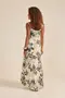 VESTIDO LONGO COM BABADOS E ALÇA DE VIÉS COM PONTEIRA