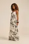 VESTIDO LONGO COM BABADOS E ALÇA DE VIÉS COM PONTEIRA