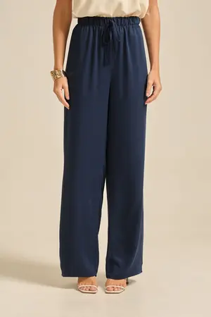CALÇA RETA EM TWILL MARINHO P