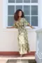 VESTIDO LONGO COM BUSTO FRANZIDO E RECORTE