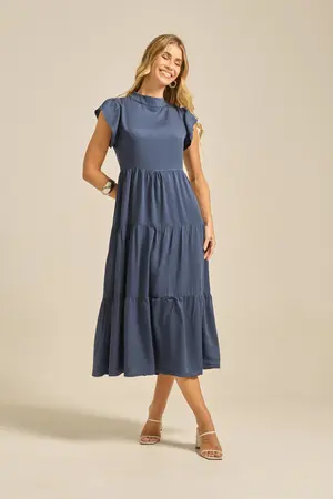 VESTIDO LONGO MARIAS COM GOLA MARINHO G
