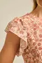 BLUSA BÁSICA VISCOSE ESTAMPADA COM BORDADO NA MANGA