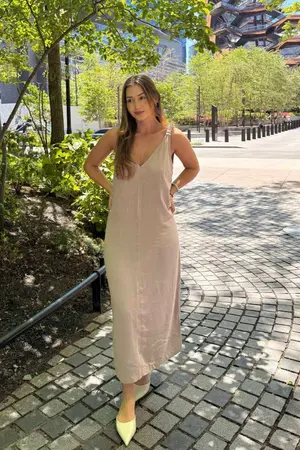 VESTIDO MIDI ALÇA FINA DE ELÁSTICO CASTOR P