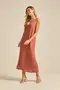 VESTIDO MIDI ALÇA FINA DE ELÁSTICO
