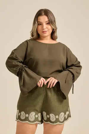 BLUSA COM BABADO NA MANGA VERDE BALI G1