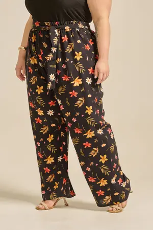 CALÇA CENOURA VISCOSE ESTAMPADA COM FAIXA BOSQUE ENCANTADO G1