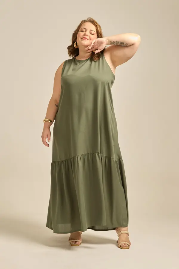 VESTIDO LONGO REGATA VISCOSE LISA