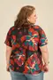 BLUSA BÁSICA VISCOSE ESTAMPADA COM GOLA DE RIBANA CANELADA