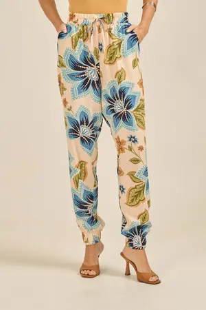 CALÇA JOGGER COM BOLSO ESTAMPA DOCE FLORAL BEGE DOCE FLORAL BEGE P