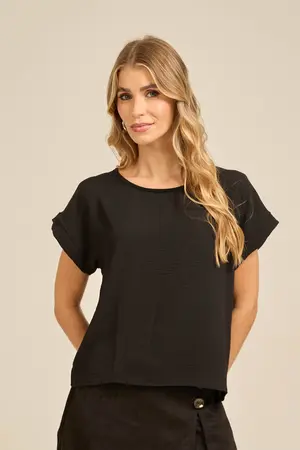 BLUSA MANGA JAPONESA COM PUNHO  PRETO M