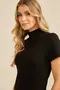 VESTIDO MIDI COM GOLA CANELADO LOSANGO