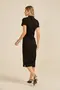 VESTIDO MIDI COM GOLA CANELADO LOSANGO
