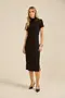 VESTIDO MIDI COM GOLA CANELADO LOSANGO