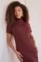 VESTIDO MIDI COM GOLA CANELADO LOSANGO