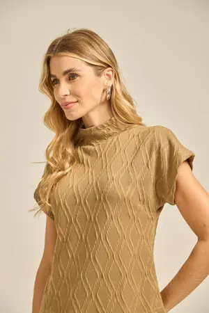 BLUSA GOLA CANELADO LOSANGO VERDE MUSGO P
