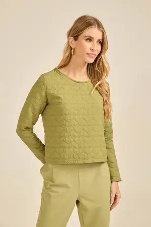 CASACO BÁSICO MATELASSÊ VERDE EUCALIPTO M