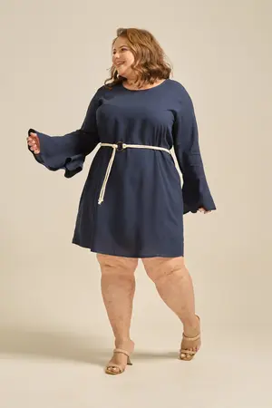 VESTIDO CURTO COM MANGA LONGA MARINHO G3
