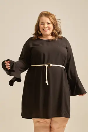 VESTIDO CURTO COM MANGA LONGA PRETO G1