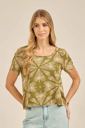 BLUSA ESTAMPA TREVO FUNDO VERDE TREVO FUNDO VERDE P