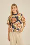 BLUSA ESTAMPA DOCE FLORAL MARINHO