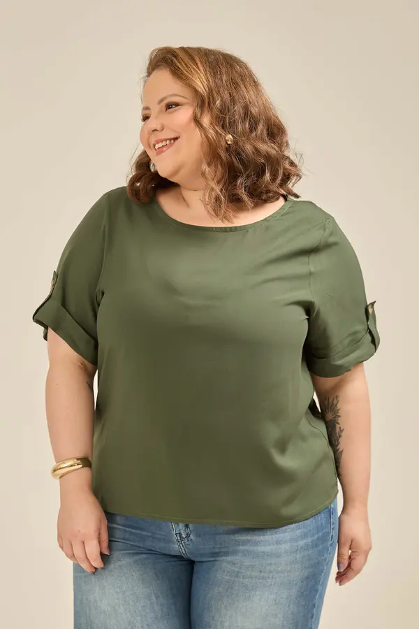 BLUSA COM PUNHO E BOTÃO