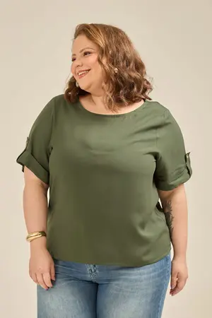 BLUSA COM PUNHO E BOTÃO VERDE CEDRO G3