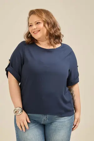 BLUSA COM PUNHO E BOTÃO MARINHO G1