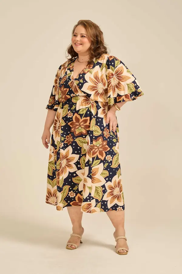 VESTIDO ESTAMPA DOCE FLORAL MARINHO