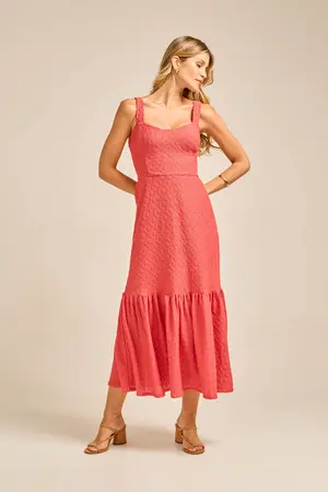 VESTIDO LONGO EM LAISE ROSA CARMESIM M