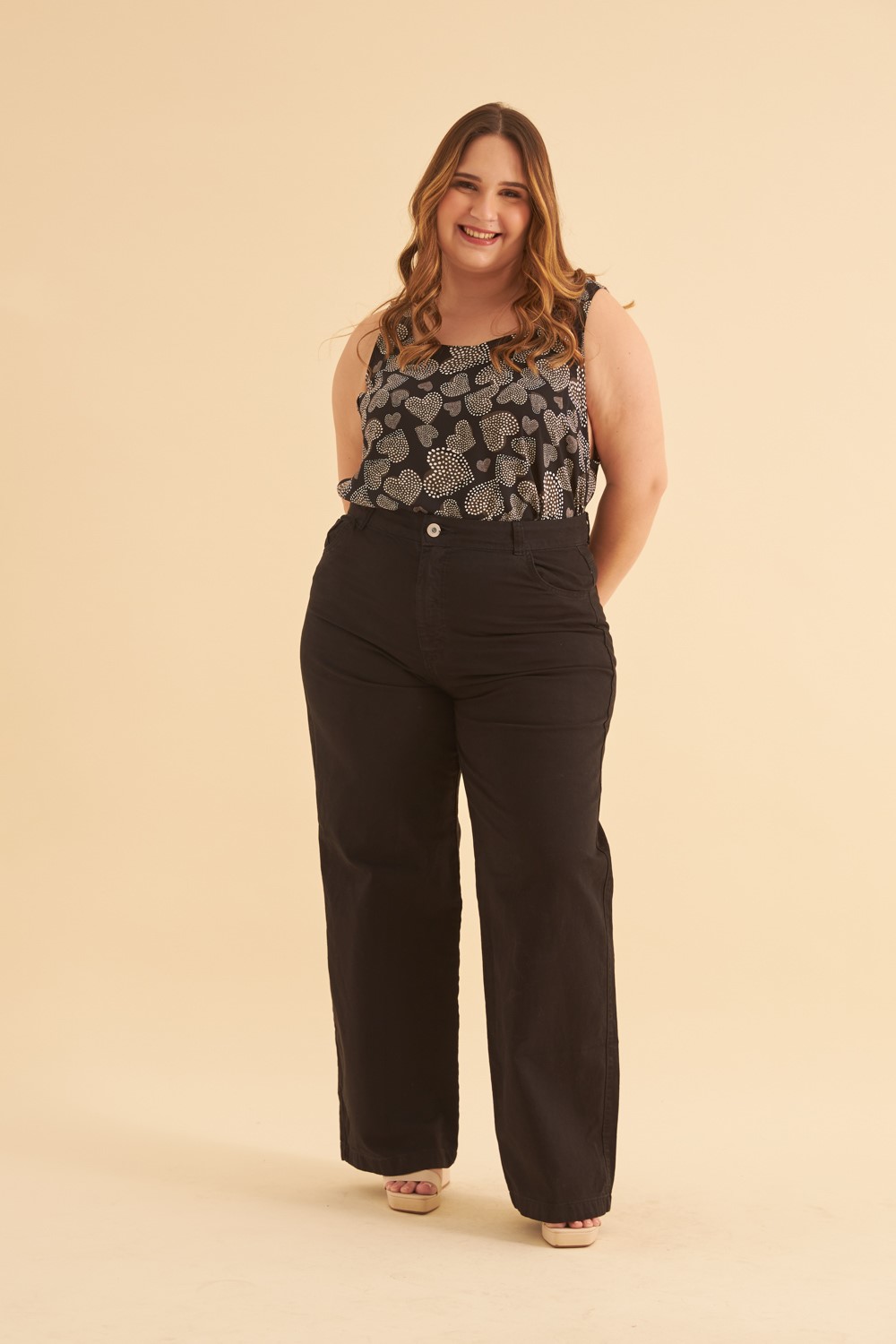 Calça reta feminina plus sales size