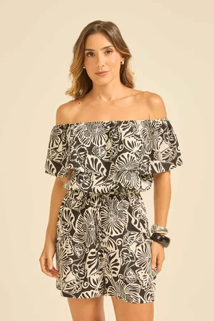 MACAQUINHO OMBRO A OMBRO COM CORDINHA FLOR DE AREIA PRETO M