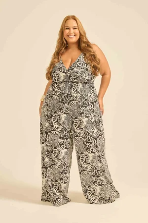 MACACÃO DECOTE V  FLOR DE AREIA PRETO G2