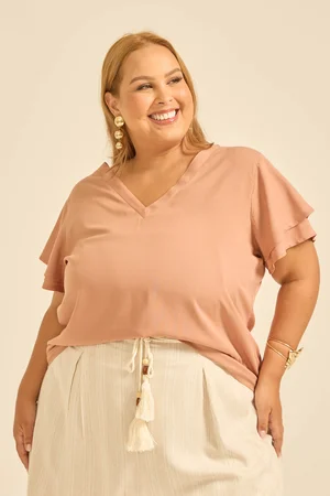 BLUSA COM RECORTE VISCOSE LISA CANELA G2